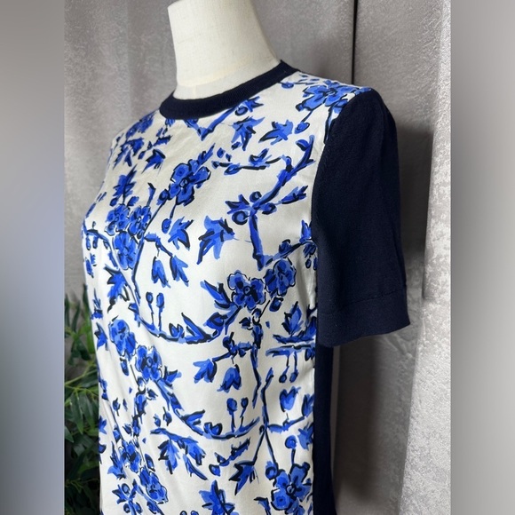 Tory Burch Women’s Branches Print Crewneck Combination Silk & Wool Top Sz XS - Picture 6 of 12